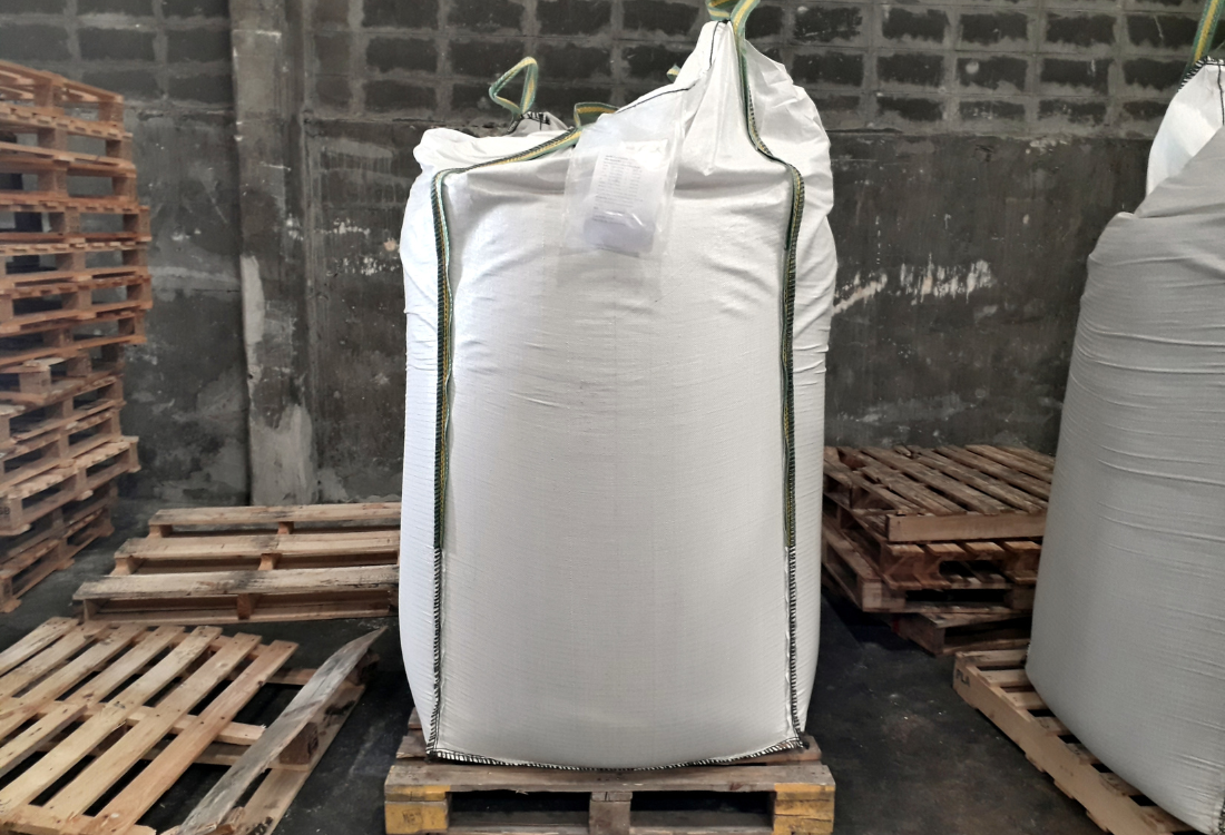 Flexible Intermediate Bulk Containers used in business warehosue for storage and transportation.  